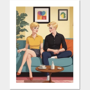 Retro Gay Lesbian Couple Art Posters and Art